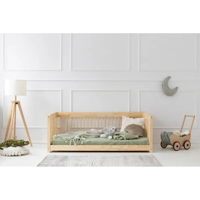 Letto da bambini CWW 80×180 cm, con rete inclusa, in pino massiccio, trattamento della superficie: nessun trattamento/trattamento della superficie: spazzolatura, di colore naturale