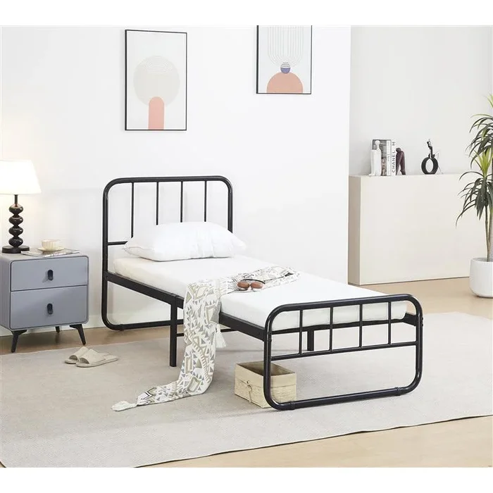 Letto Margherita In Metallo Nero 190x80cm