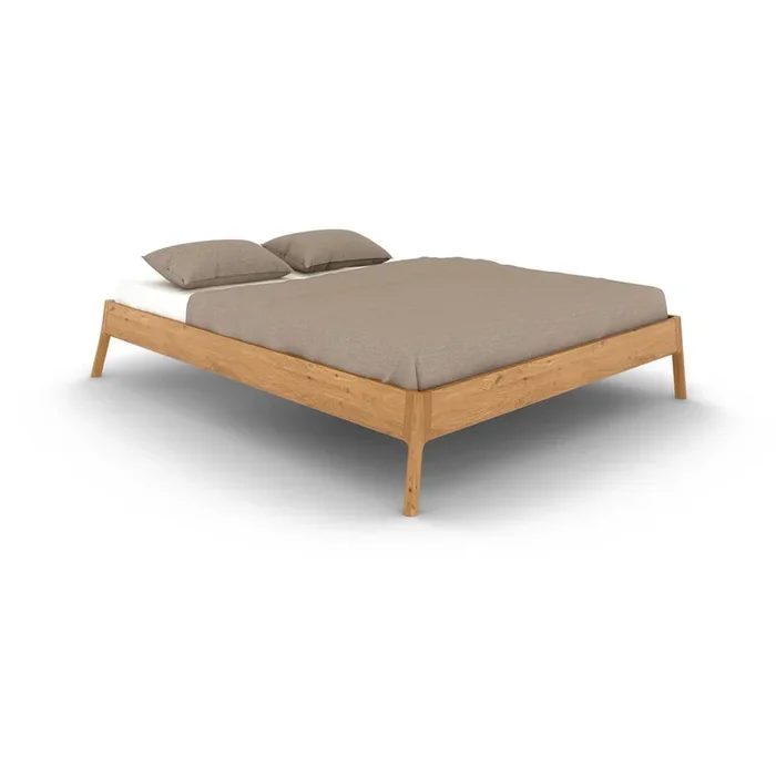 Letto matrimoniale Twig 200×200 cm, senza testiera, rete non inclusa, in rovere massiccio, trattamento della superficie: verniciatura a olio, di colore naturale