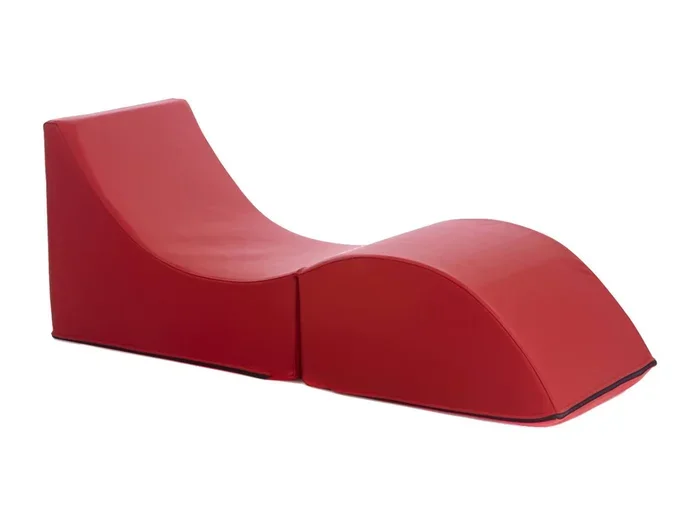 Letto pieghevole Andreina, Pouf trasformabile in letto singolo, 100% Made in Italy, Pouf trasformabileecopelle, Cm 130x50h50, Rosso