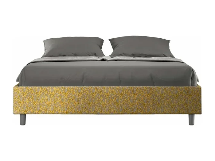 Lit Sommier sans sommier rembourré 160×210 tissu Era 06 jaune Azelia