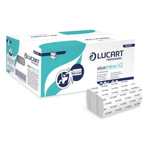 LUCART-PROFESSIONAL – Asciugamano 2 veli aquastream piegato a ”v” – conf. 20 pacchetti lucart professional 170 foglietti – 863129