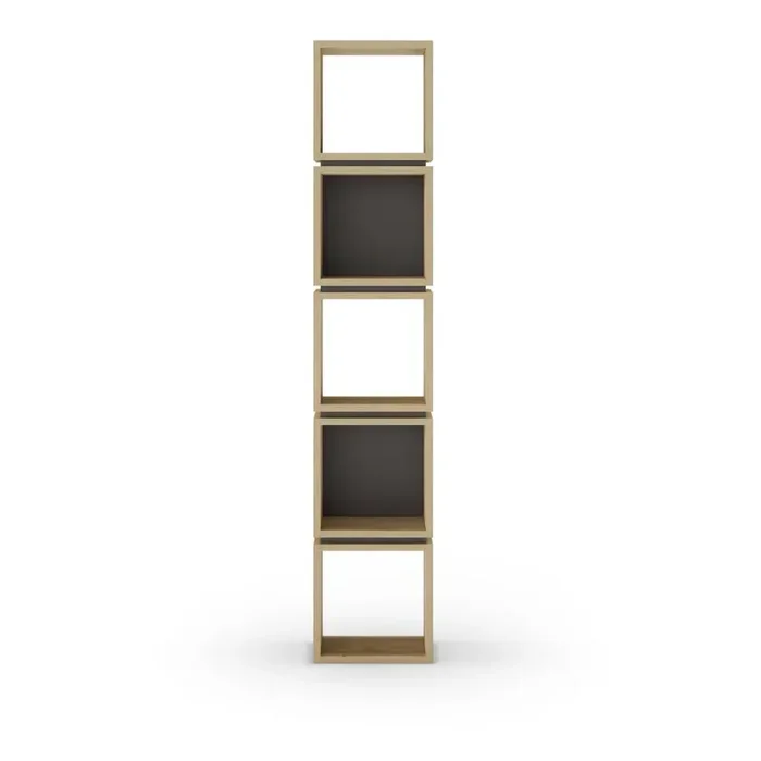 MarckericLibreria LoftyCon effetto rovere, in MDF, trattamento della superficie melamina, nera/di colore naturale, larghezza totale 32 cm, altezza totale 167 cm, profondità totale 22 cm
