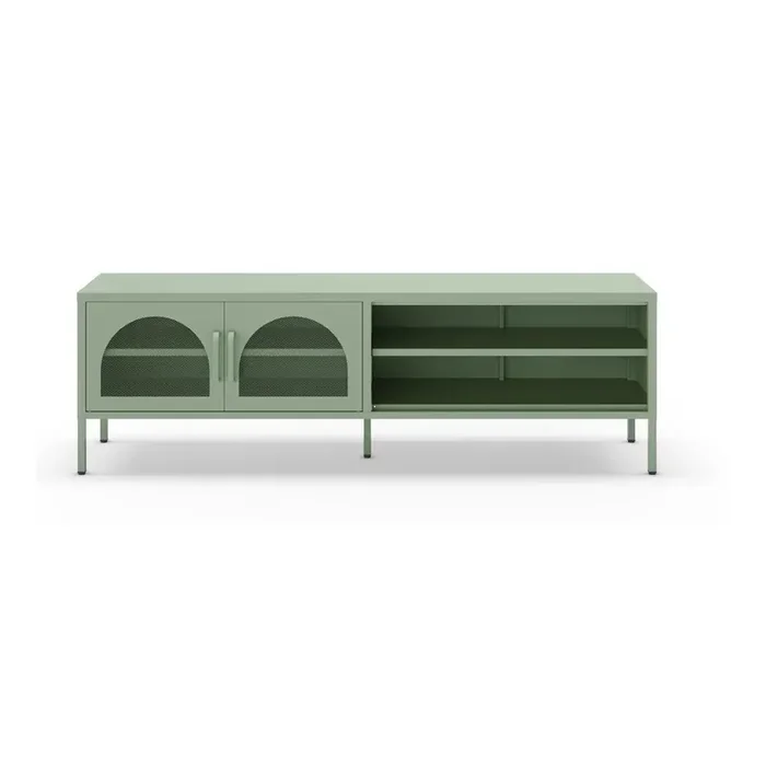 MarckericMobile TV DioraIn metallo, trattamento della superficie verniciatura a polvere, color menta, larghezza totale 160 cm, altezza totale 50 cm, profondità totale 35 cm