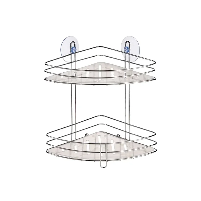 Mensola Angolare da Bagno doccia 2Piani Acciaio Cromato 20×20 H26.5cm
