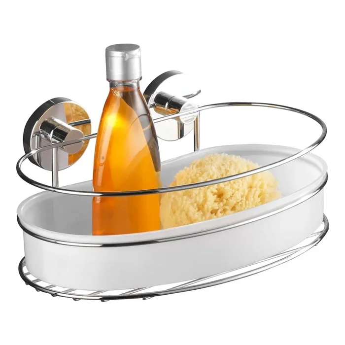 Mensola da bagno Milazzo Senza foratura, con aggancio Vacuum-loc, bianca