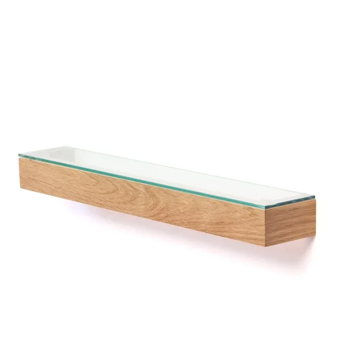 Mensola da bagno Slimline Da parete, in rovere massiccio, di colore naturale