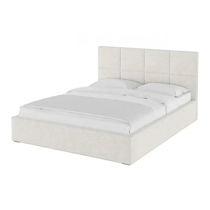 MESONICALetto matrimoniale Bufo160x200 cm, con contenitore, con rete inclusa, imbottito, beige