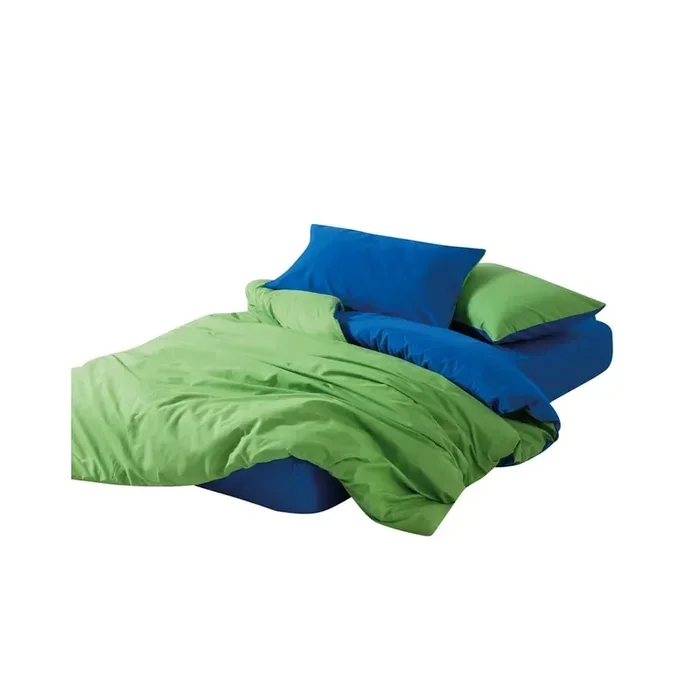 MijolnirSet copripiumino e federa SagePer letto matrimoniale/per letto esteso, con lenzuolo incluso/4 pezzi, con chiusura con bottoni, di lusso, in cotone renforcé, monocromatico, verde/blu, 200×220 cm
