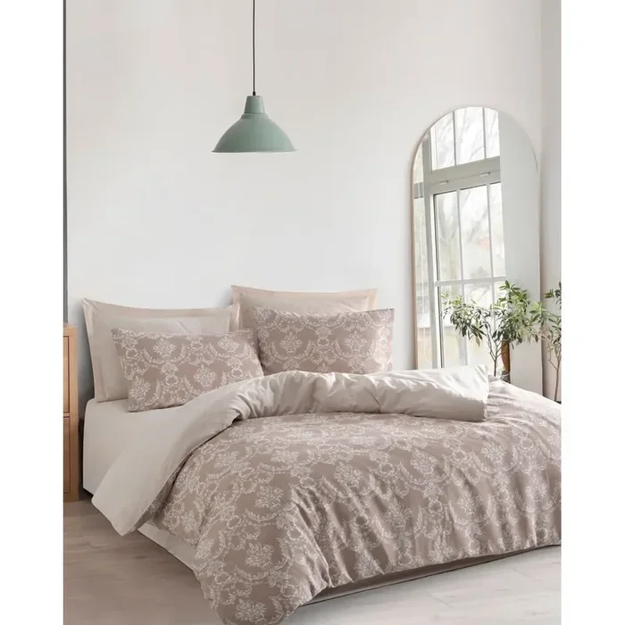 MijolnirSet copripiumino e federaPer letto matrimoniale, con chiusura con bottoni, con fantasia ornamentale/con fantasia orientale, marrone chiaro, 200×200 cm