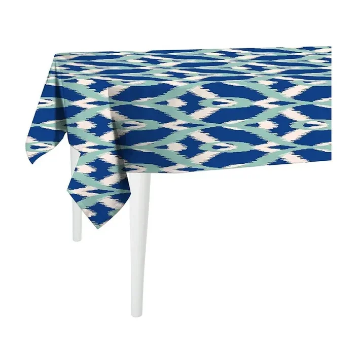 Mike & Co. NEW YORKTovaglia HoneyCon fantasia geometrica, blu, 140×300 cm