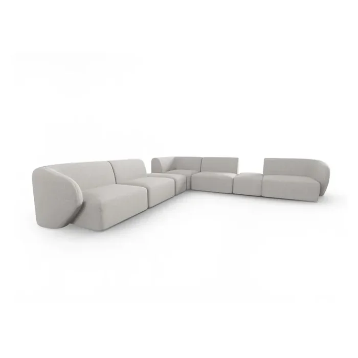 Milo CasaDivano angolare PaoloCon rivestimento in ciniglia, con penisola a destra/con penisola a sinistra/a L, grigio chiaro, a cinque o più posti, larghezza totale 323 cm