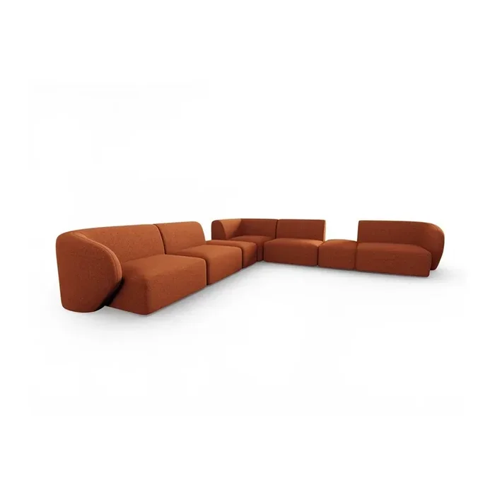 Milo CasaDivano angolare PaoloCon rivestimento in ciniglia, con penisola a destra/con penisola a sinistra/a L, color terracotta, a cinque o più posti, larghezza totale 323 cm