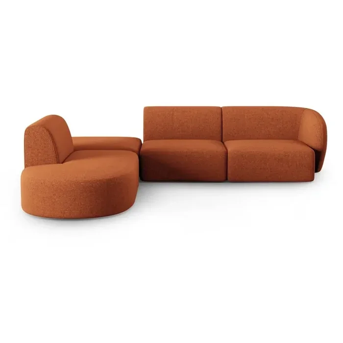 Milo CasaDivano angolare PaoloCon rivestimento in ciniglia, con penisola a sinistra/a L, color terracotta, a cinque o più posti, larghezza totale 265 cm