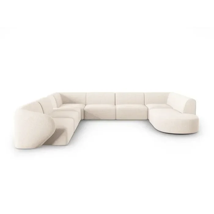 Milo CasaDivano angolare PaoloCon rivestimento in ciniglia, con penisola a sinistra/a U, beige, a cinque o più posti, larghezza totale 342 cm
