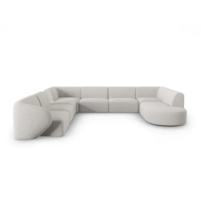 Milo CasaDivano angolare PaoloCon rivestimento in ciniglia, con penisola a sinistra/a U, grigio chiaro, a cinque o più posti, larghezza totale 342 cm