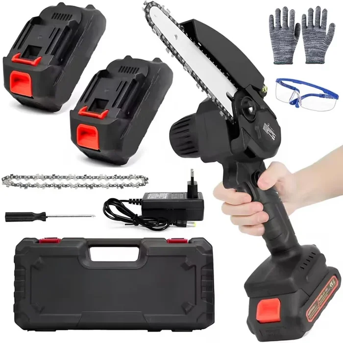 Mini Motosega con Doppia Batteria Sega Portatile per Potatura con Accessori
