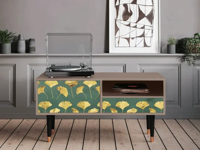 Mobile TV – 115х59х48 cm – T3 – Gingko leaves, Latte