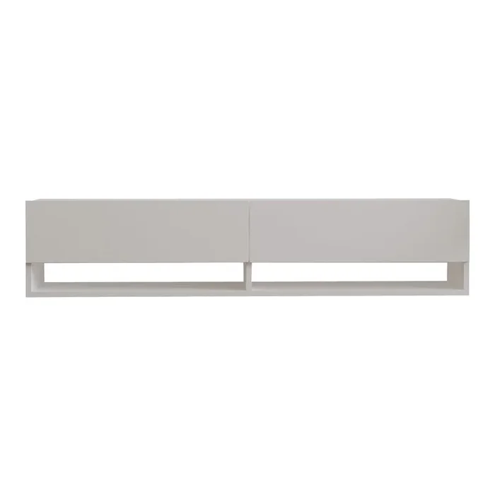 Mobile TV Arges In MDF, trattamento della superficie: melamina, con trama opaca, bianco, larghezza totale 141 cm, altezza totale 31 cm, profondità totale 30 cm