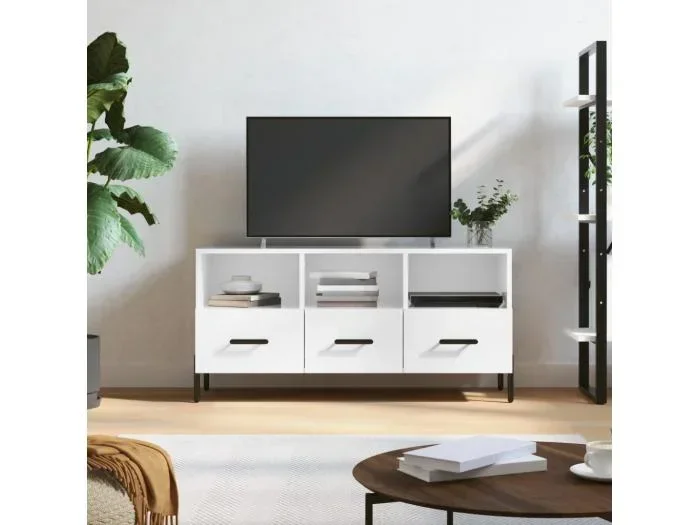 Mobile TV Bianco lucido 102x36x50 cm MDF
