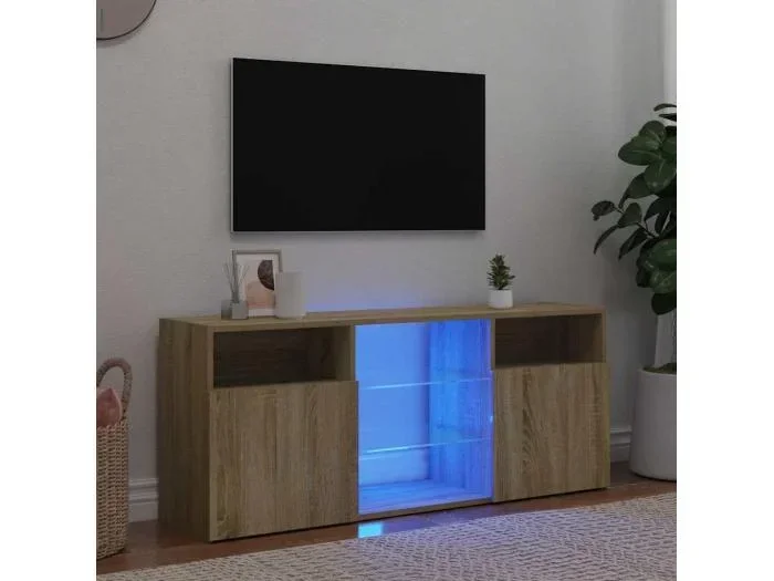 Mobile TV con luci LED Rovere Sonoma 120x30x50 cm