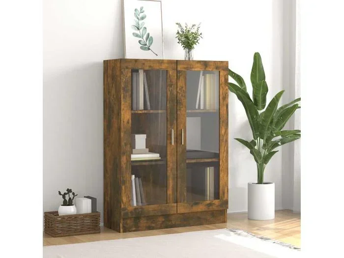 Mobile Vetrina Rovere Fumo 82,5×30,5x115cm in Legno Multistrato