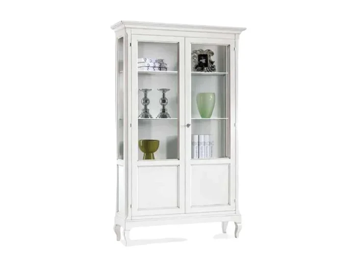 MOBILI 2G – VETRINA ARTE POVERA 2 ANTE IN LEGNO BIANCO L.126 P.44 H.207 (1423)