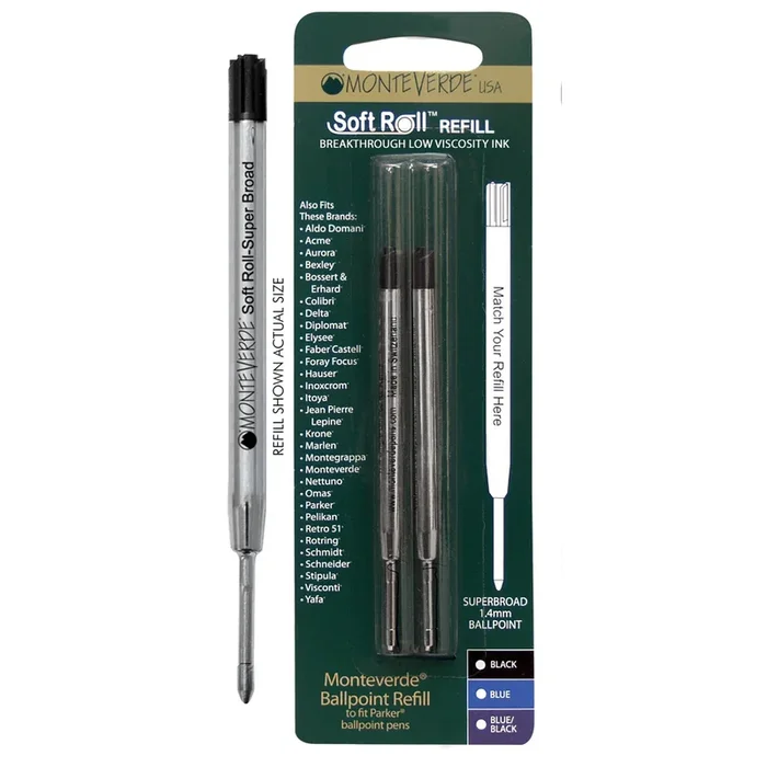 MONTEVERDE – Blister 2 refill per sfera parker ® nero punta large – J221501