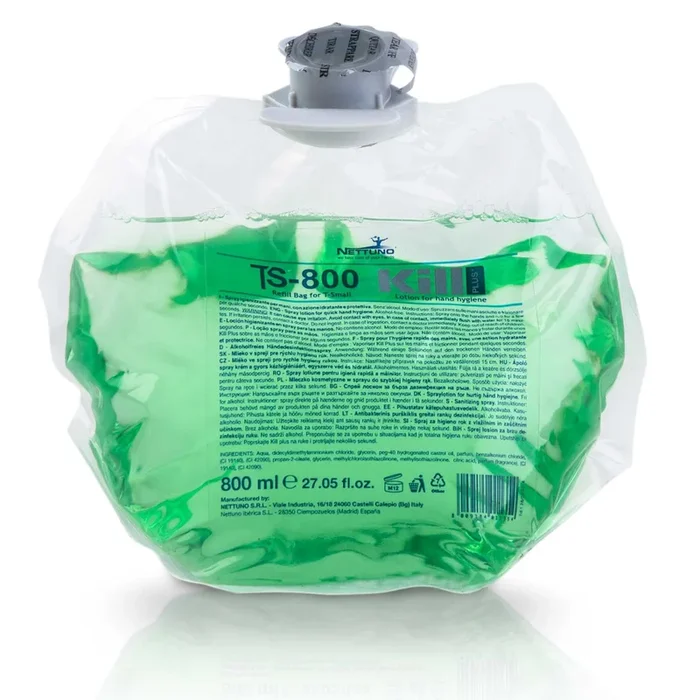 NETTUNO – Ricarica igienizzante kill plus t-s 800ml – sanitizzante spray senza risciacquo – 10500 – Confezione da 6 PZ