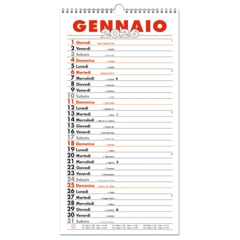 O.C.L. – Calendario da muro 23×43,5 cm – – 1401 – Confezione da 5 PZ