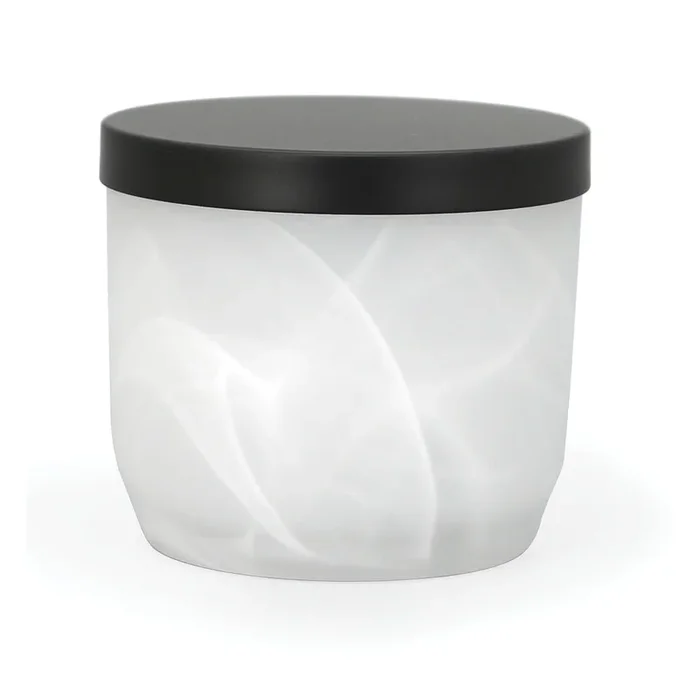 Organizer da bagno Madison Per dischetti di cotone, in vetro, bianco, ø 10 cm, altezza totale 9 cm