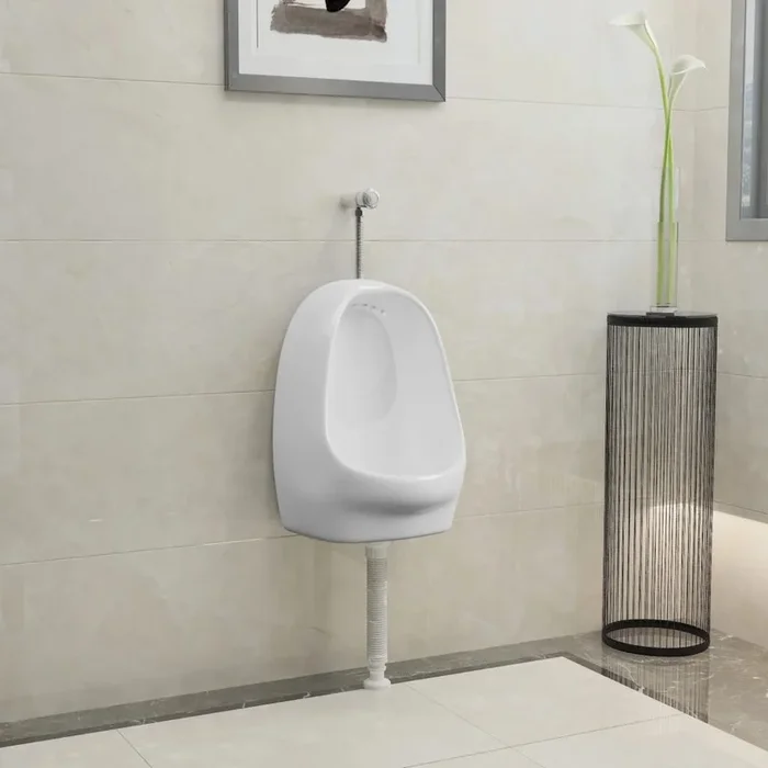 Orinatoio WC Sospeso con Sciacquone Alto in Ceramica Colore Bianco 39×86,5x100cm