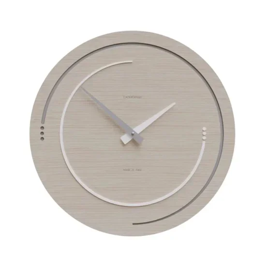 Orologio da parete modero legno rotondo rovere e bianco