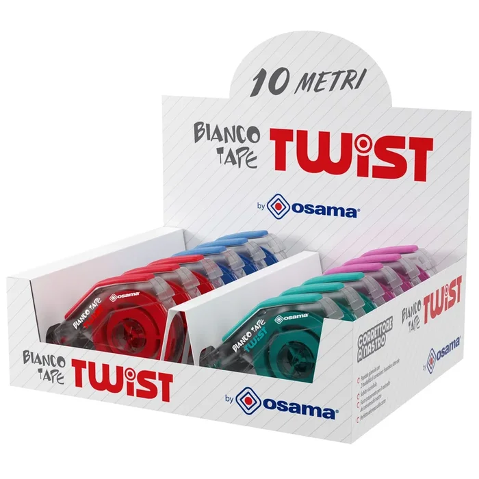 OSAMA – Correttore a nastro 5mmx10mt bianco tape twist – OW 10161 – Confezione da 12 PZ
