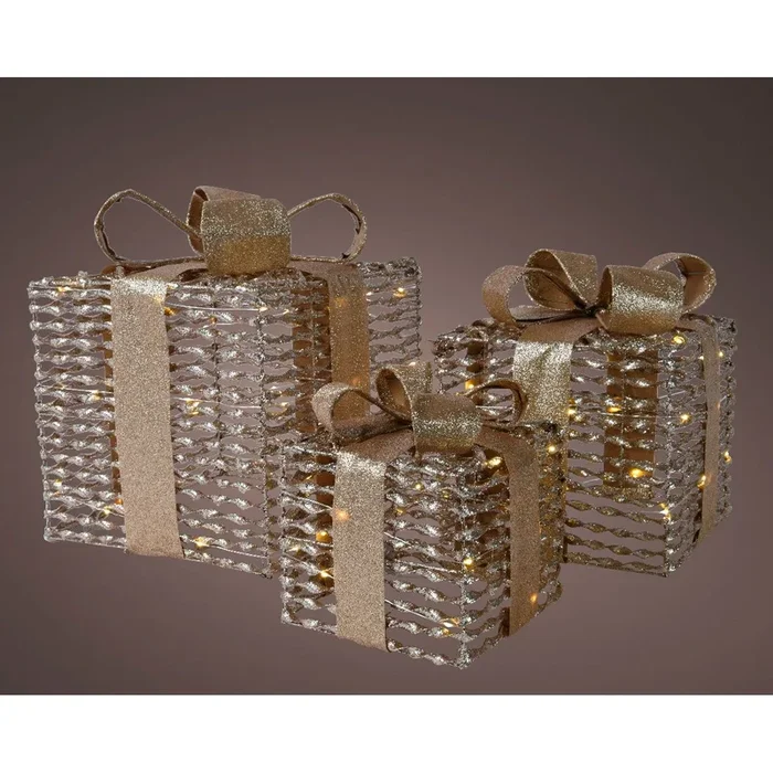 Pacco regalo con microLED 3Pz oro
