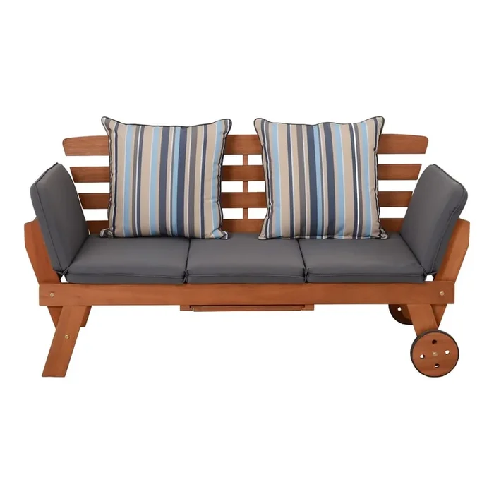 Panca da giardino Rincon In legno massiccio, marrone, larghezza totale 145 cm, profondità totale 68 cm, altezza totale 77,5 cm