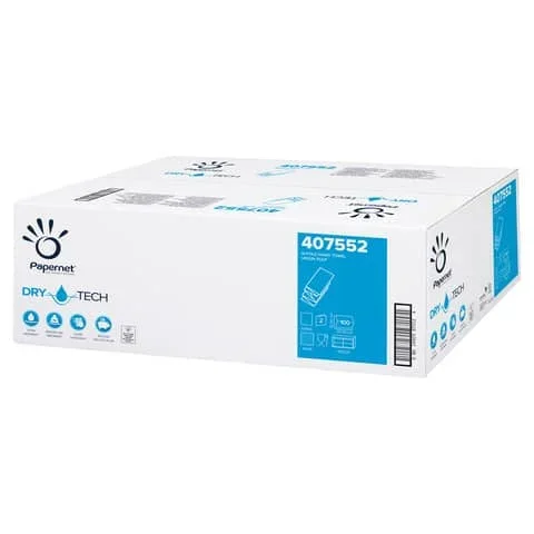 PAPERNET – Asciugamani interfogliati piegati a w 2 veli – 32×20,3 cm – bianco conf. 20 fascette da 100 pezzi – 407552