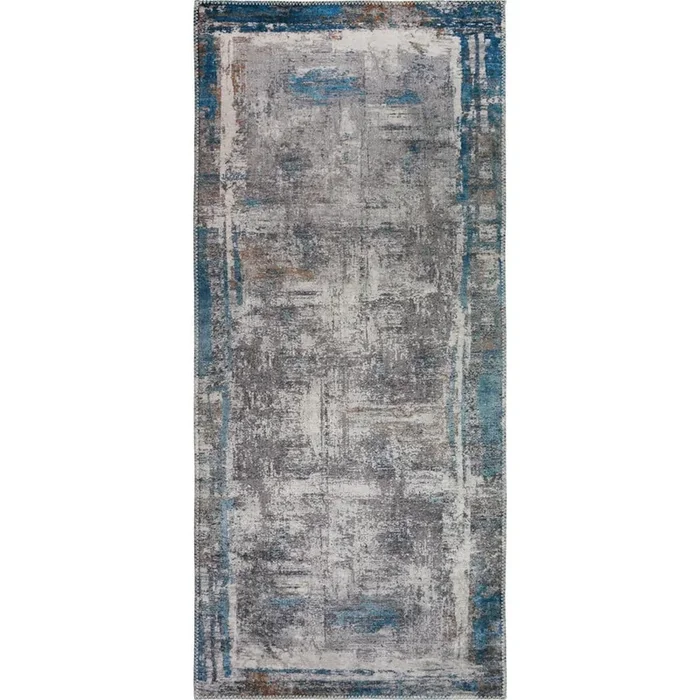 Passatoia Abstract Colors Blue Lavabile, sintetica, a pelo piatto, blu, 60×230 cm