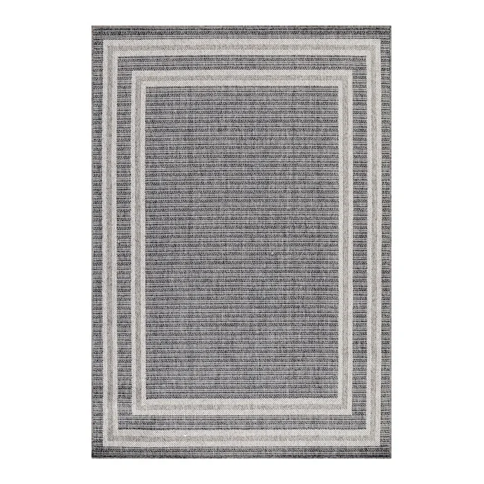 Passatoia da interno ed esterno Aruba Sintetica, a pelo piatto, grigia, 80×250 cm