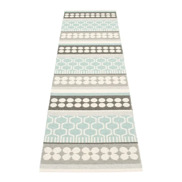 Passatoia da interno ed esterno Asta Pale Turquoise Reversibile/lavabile, sintetica, bouclé, a pelo piatto, grigia/turchese, 70×270 cm
