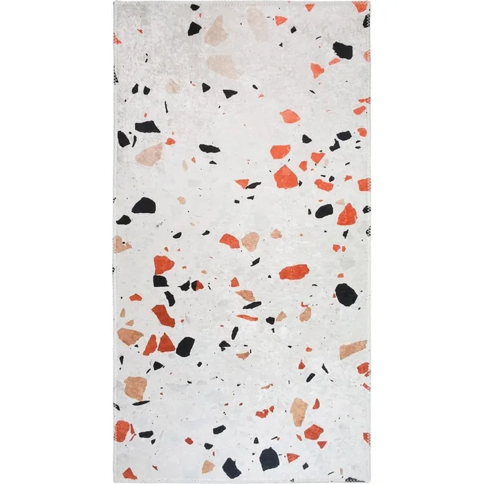 Passatoia Italian Stone Lavabile, sintetica, a pelo piatto, arancione/avorio, 80×200 cm
