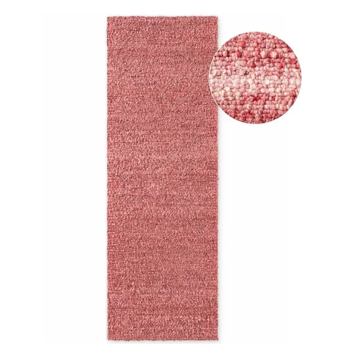 Passatoia Notting Hill Portobello Tessuta a mano, sintetica, bouclé, a pelo piatto, rosa scuro, 80×200 cm