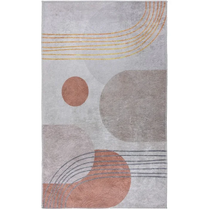 Passatoia Orange Soda Lavabile, sintetica, a pelo piatto, arancione/color crema, 80×200 cm