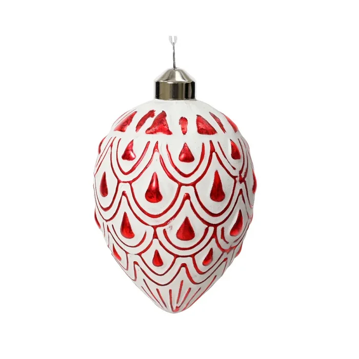 Pendaglio rosso e bianco 8 cm in ceramica