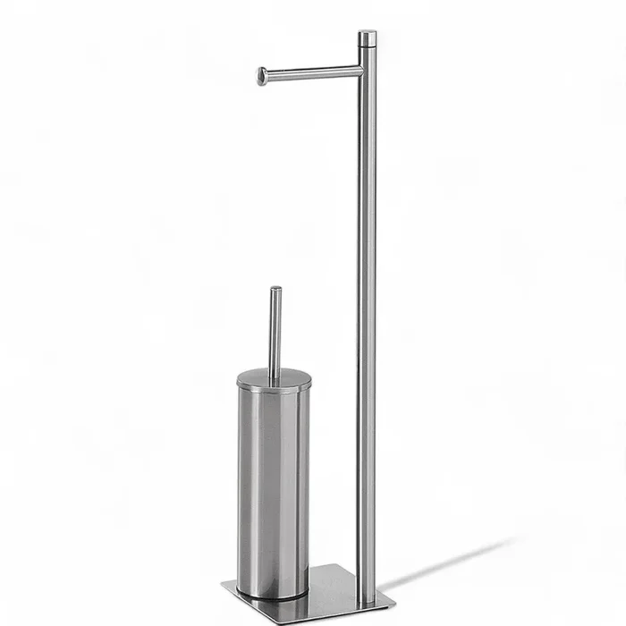 Piantana con portarotolo e scopino wc in acciaio inox cromo Trilly
