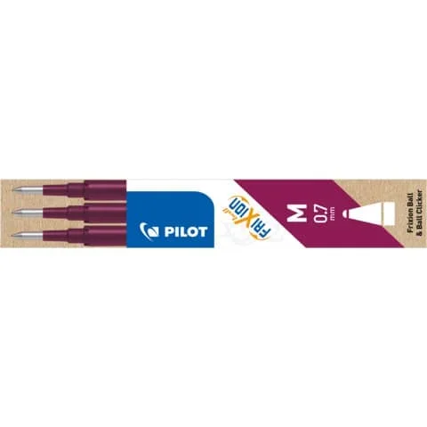PILOT – Refill penne a sfera frixion ball e clicker 0,7 mm rosso vino set 3 pezzi – – 6852