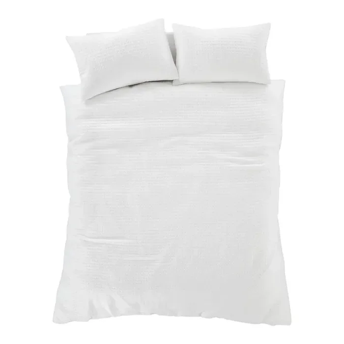 Pineapple ElephantSet copripiumino e federa Muscat WafflePer letto singolo, con chiusura con bottoni, monocromatico, bianco, 135×200 cm