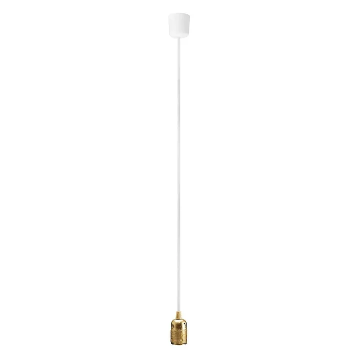 Plafoniera Bianca/dorata, ø 3 cm, altezza totale 162,5 cm