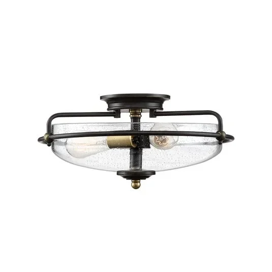 Plafoniera Griffin bronzo/trasparente, 3 luci
