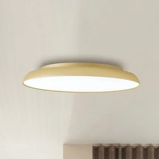 Plafoniera LED Art, Ø 45 cm, color crema-oro, metallo